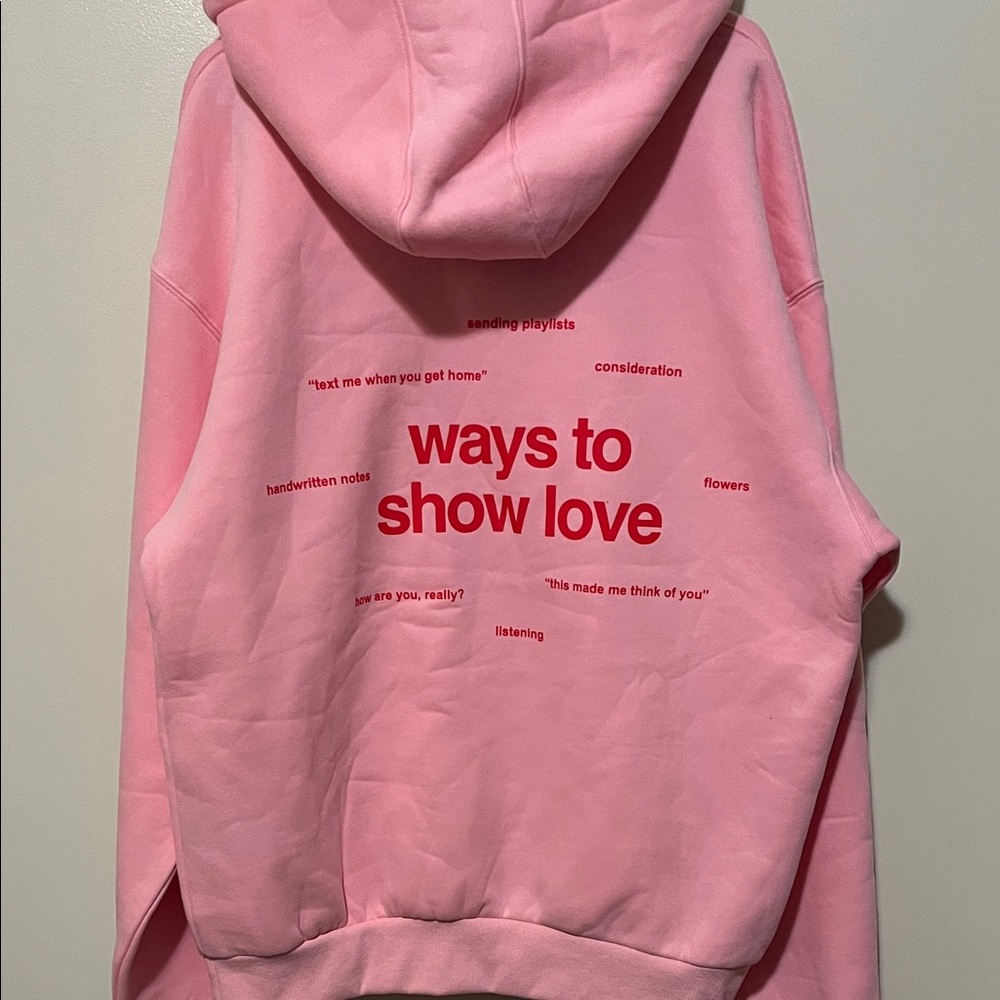 Comfrt “Ways to show Love” Graphic Hoodie with heart detail. - Picture 2 of 10